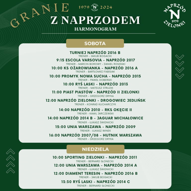 Harmonogram grania 14.09 – 15.09.2024