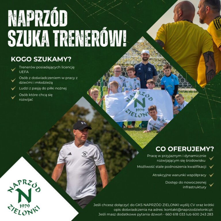 GKS Naprzód Zielonki poszukuje nowych trenerów do Akademii Piłkarskiej