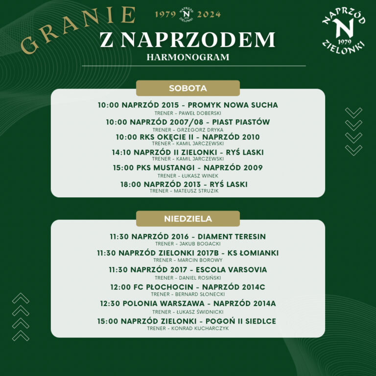 Harmonogram grania 19.10 – 20.10.2024