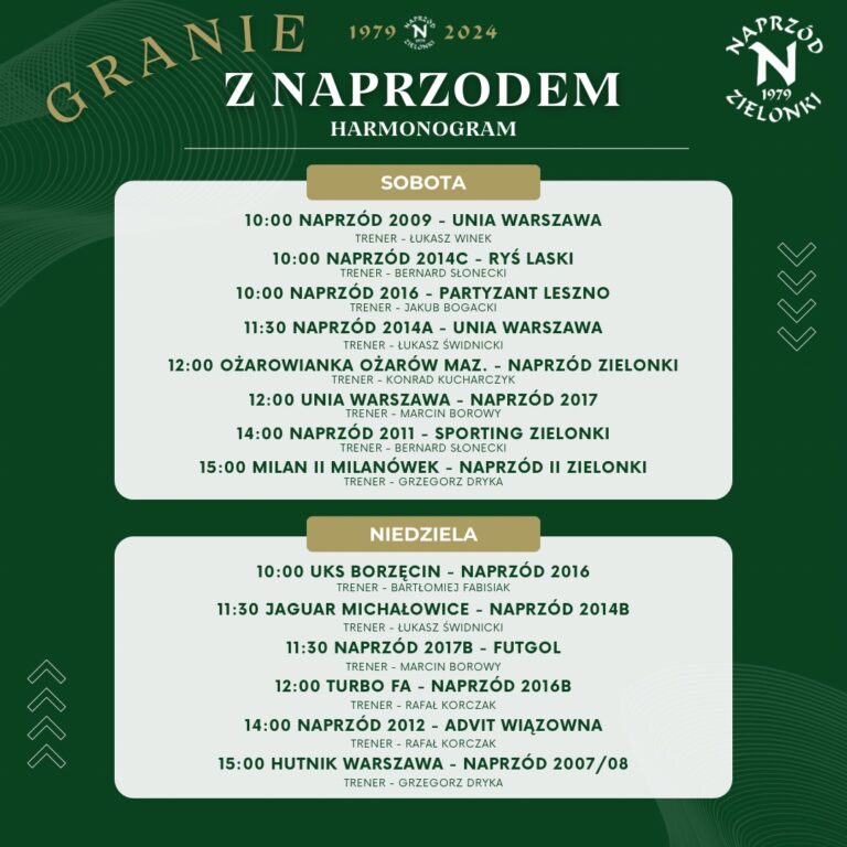 Harmonogram grania 26.10 – 27.10.2024