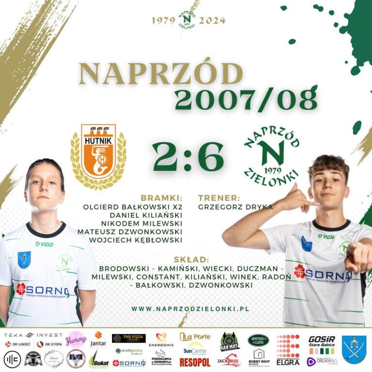 Naprzód 2007/08 wygrywa z Hutnikiem Warszawa