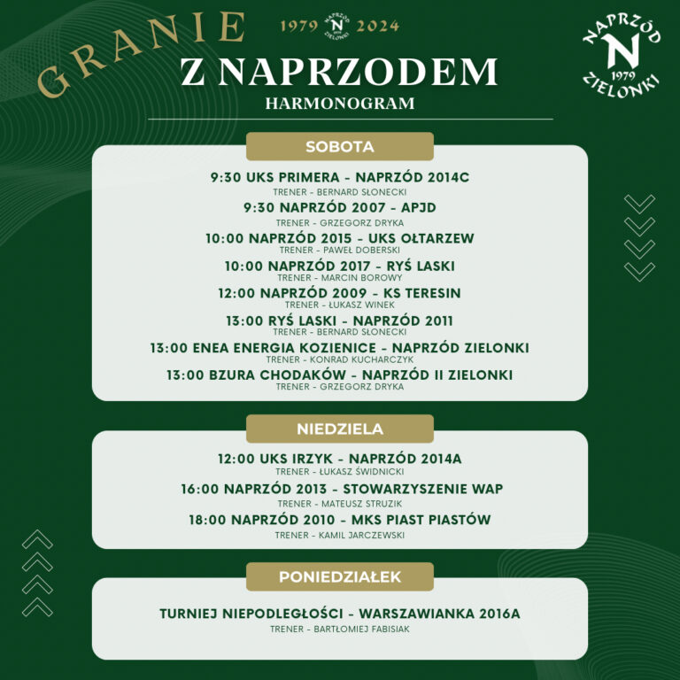 Harmonogram grania 09.11 – 10.11.2024